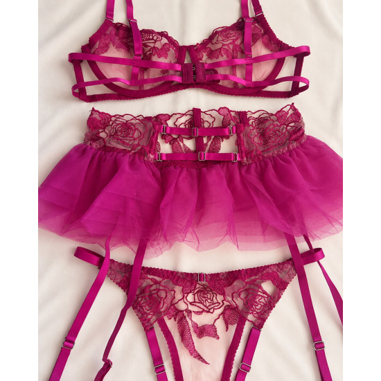 Σετ Σουτιέν με Choker, Ψηλόμεσο G-String και Ζαρτιέρες με Καλτσοδέτες