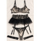 Σετ Σουτιέν με Choker, Ψηλόμεσο G-String και Ζαρτιέρες με Καλτσοδέτες