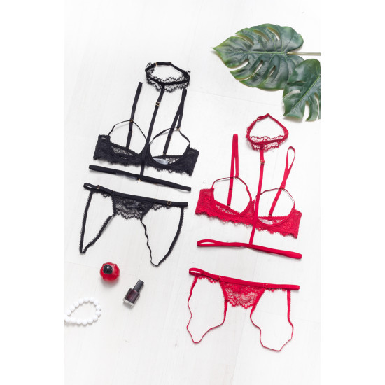 CupLess Bralette Σετ με Choker στο Λαιμό