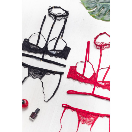 CupLess Bralette Σετ με Choker στο Λαιμό