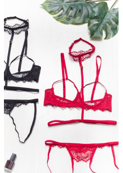 CupLess Bralette Σετ με Choker στο Λαιμό