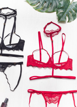 CupLess Bralette Σετ με Choker στο Λαιμό