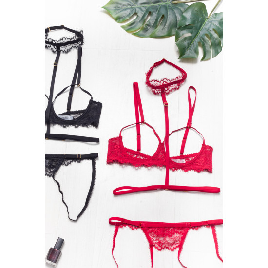 CupLess Bralette Σετ με Choker στο Λαιμό