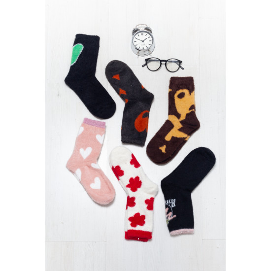 Χνουδωτές κάλτσες από βαμβάκι με Print 