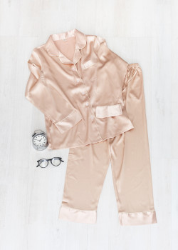 Σετ Πυτζάμα Σατέν με Πουκαμίσα και Παντελόνι