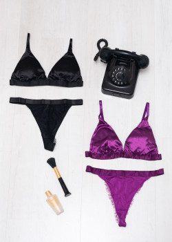 Σετ Bralette Τρίγωνο Σατέν Ενισχυμένο με Brazilian Σλιπ