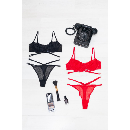 Σετ Σουτιέν από Διάτρητη Δαντέλα και Brazil Ψηλόμεσο